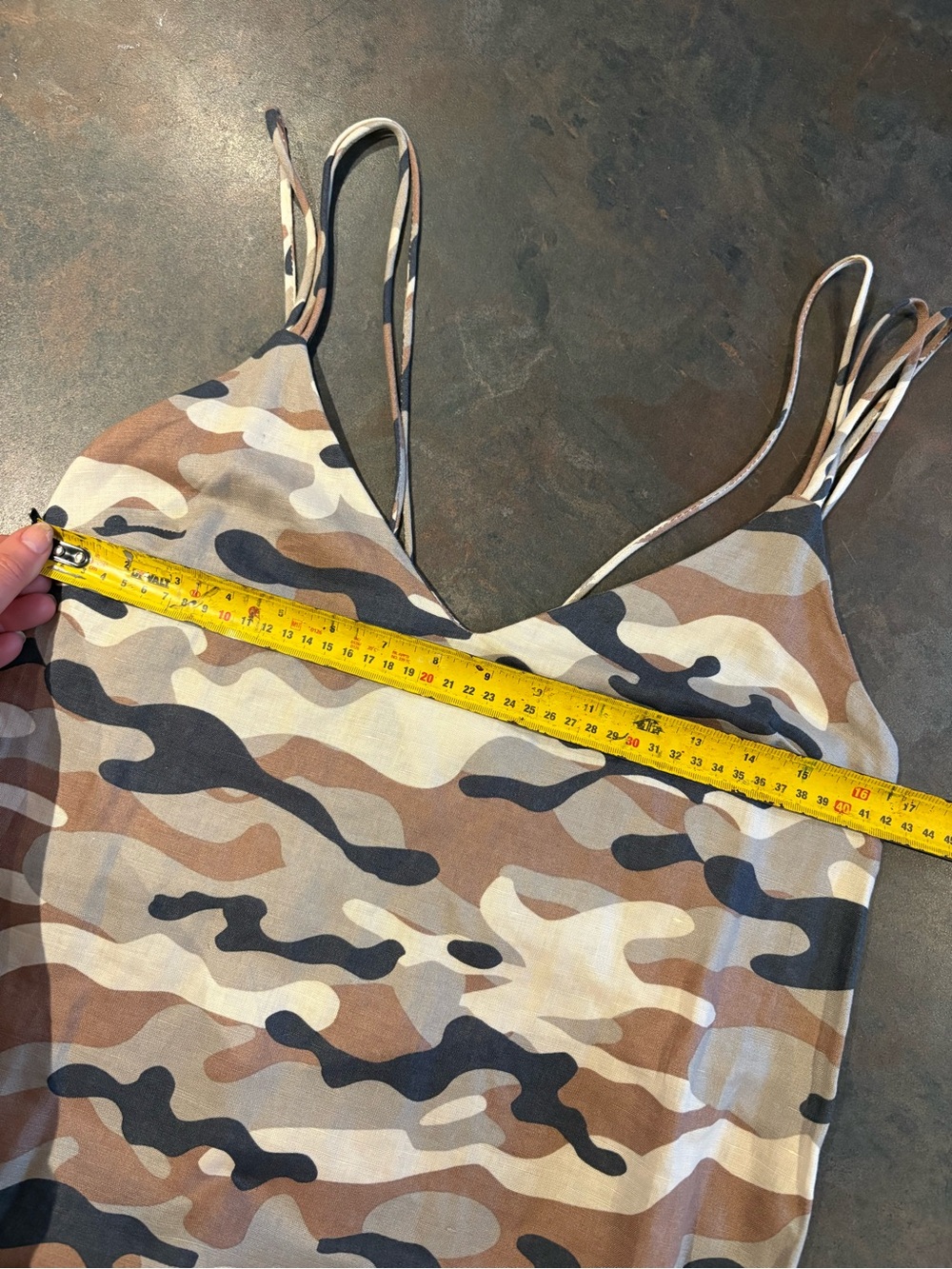 Zara Linen Blend Camo Midi Dress in Beige, Taupe & Navy Small - Picture 8 of 9